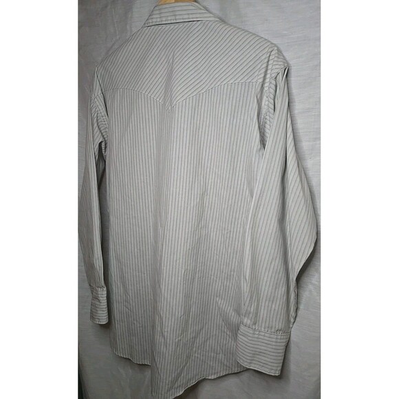 Vintage USA Ruddock Cowboy Western Men's Pearl Snap Pinstriped Shirt 17½ x 35 - Picture 7 of 7